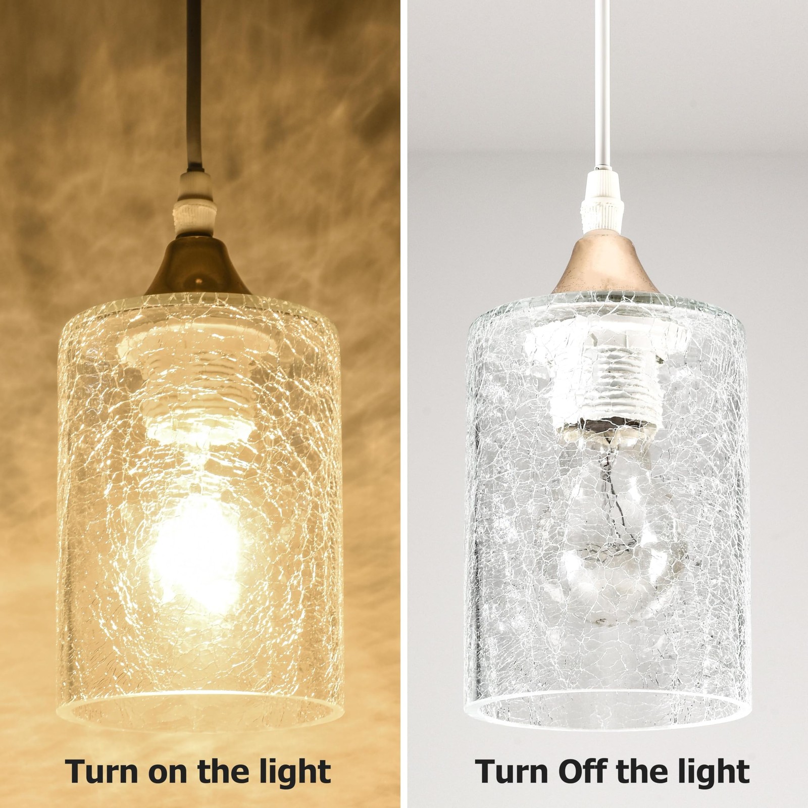 GO&SO 6Pcs Crack Finish Glass Lamp Shade 5.9&Prime;H 3.94&Prime;D 1.65&Prime;Fitter