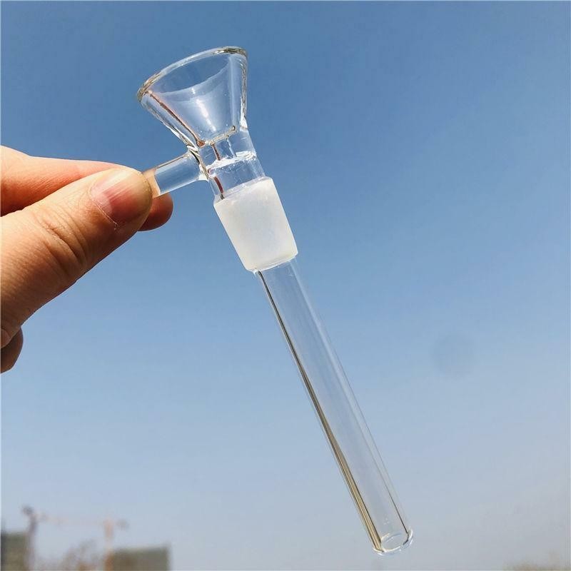 10PCS-4.7inch 14mm Male Pipes Glass Downstem with Bowl Adapter Water Filter Part