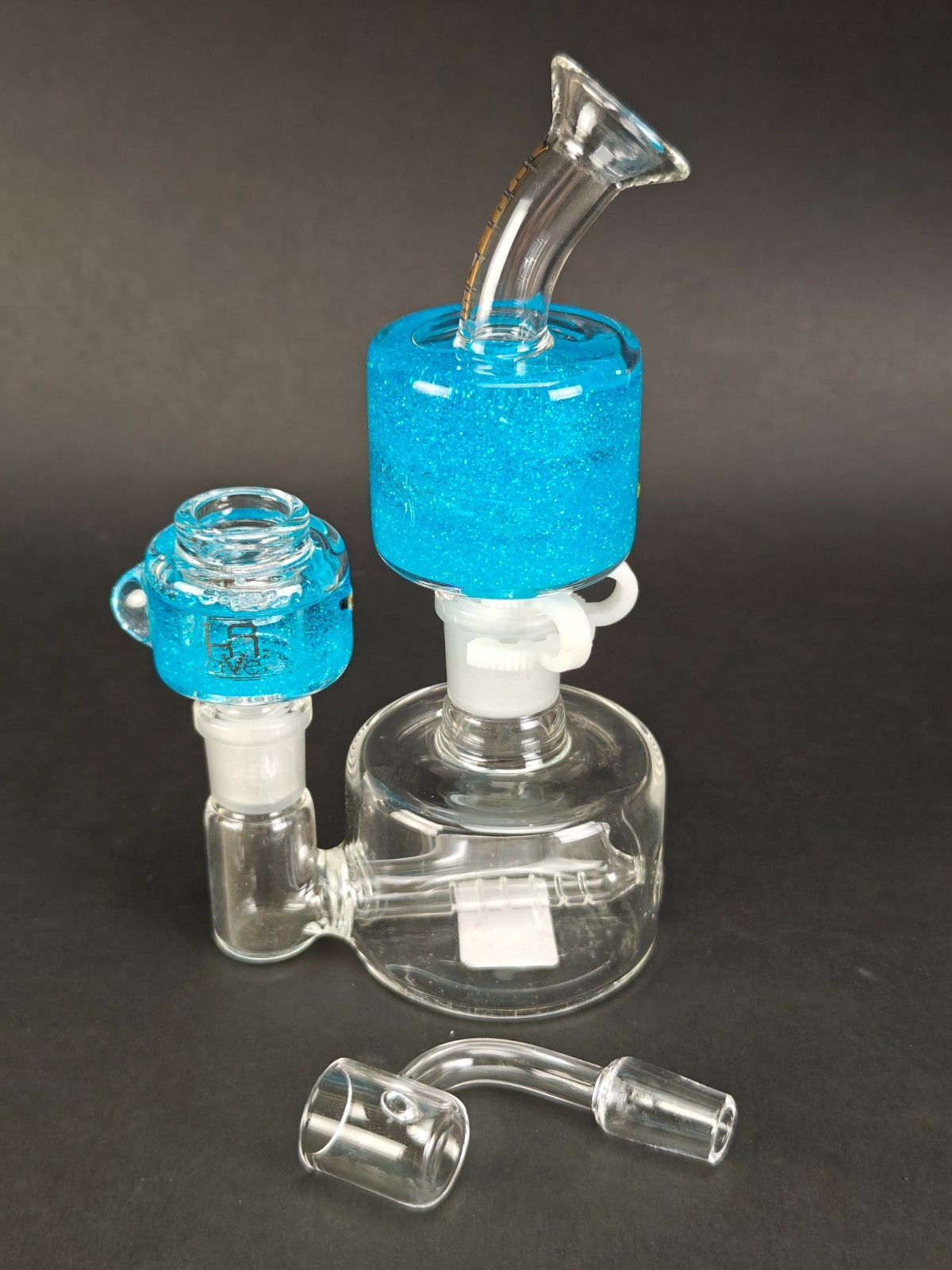 Krave FREEZABLE BONG WATER PIPE – Teal Glitter Glycerin Filled multi-piece bong
