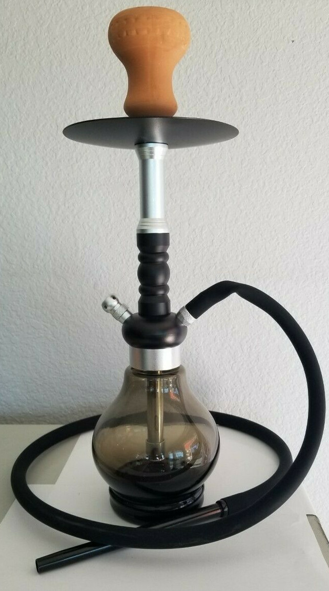 INHALE®️SNOWFLAKE HOOKAH 18&Prime; INCH 1 HOSE BLACK AND SILVER