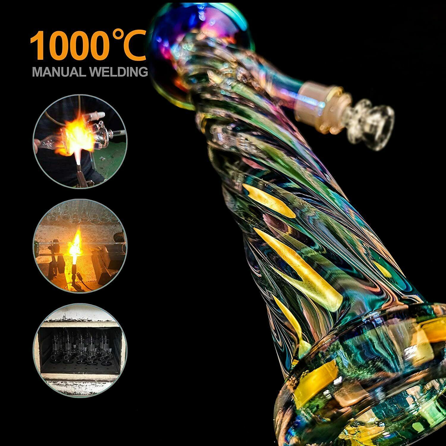 12&Prime; Colorful Thick Glass Bongs Spiral Water Pipe with Downstem Bowl