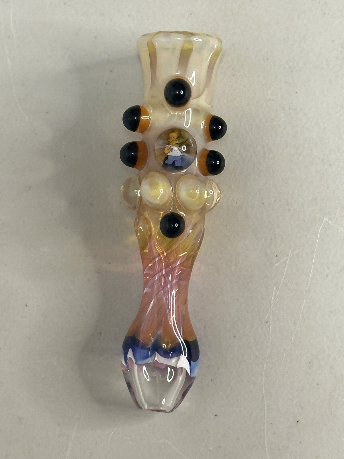 Vintage 3 1/2” The Simpsons Homer Glass Chillum Bowl Hand Pipe Millie *RARE*