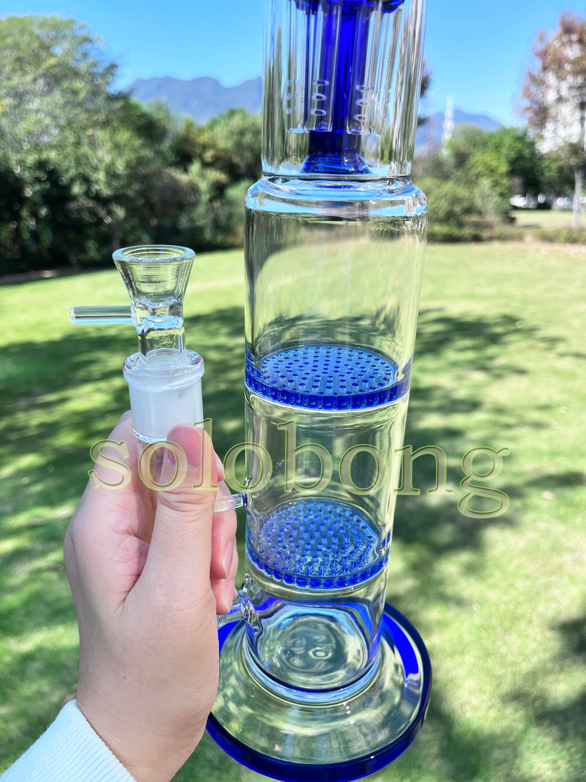 17 » Heavy Glass Bong Smoking Hookah Thick Percolate Water Pipe Beaker 14mm Bowl