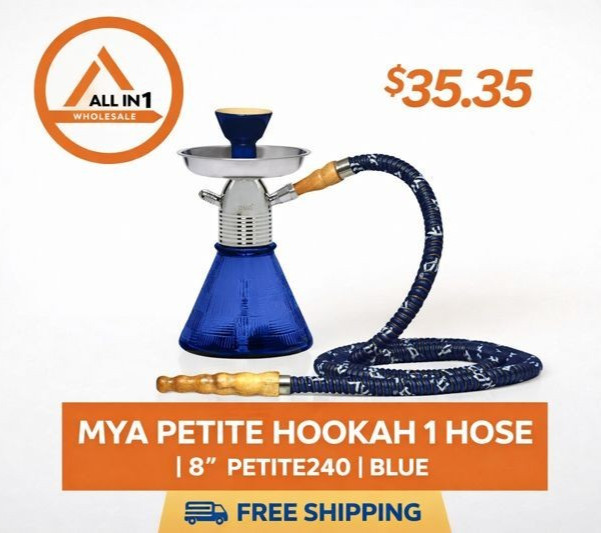 MYA PETITE HOOKAH 1 HOSE | 8” PETITE240 | BLUE | FREE SHIPPING