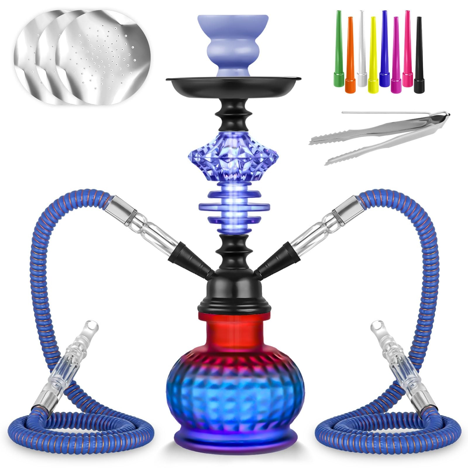12 » Hookah Set 2 Hose Shisha With 2 Count (Pack of 1), Blue