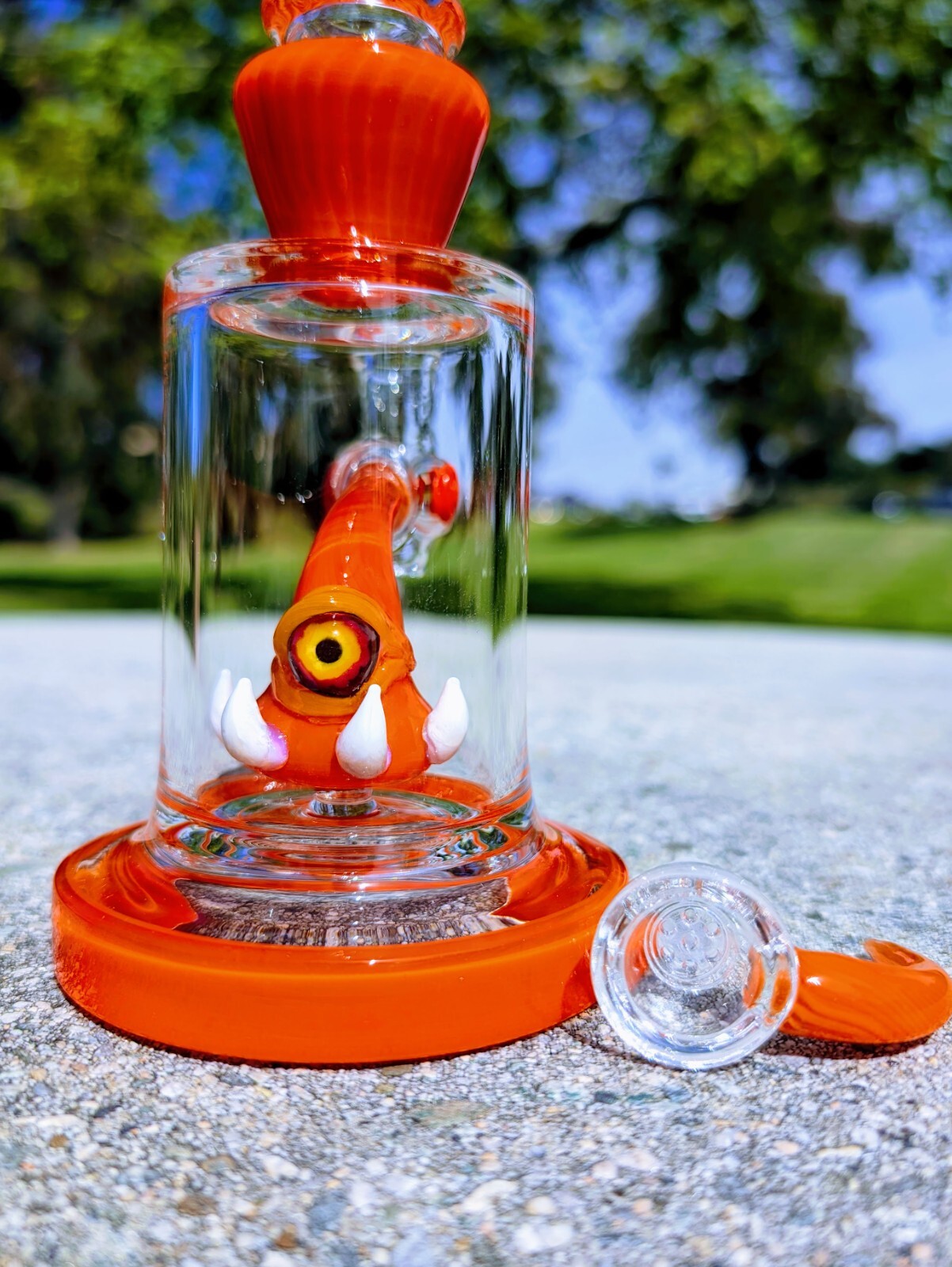 8&Prime; Orange Cyclops Bong With Screen Filter Bowl Premium Quality Water Pipe Hookah