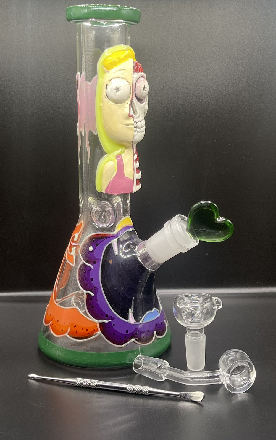 8ONG! 10 Inch Two Faced Glass Piece! Both Slides & Both Accessories Included!!