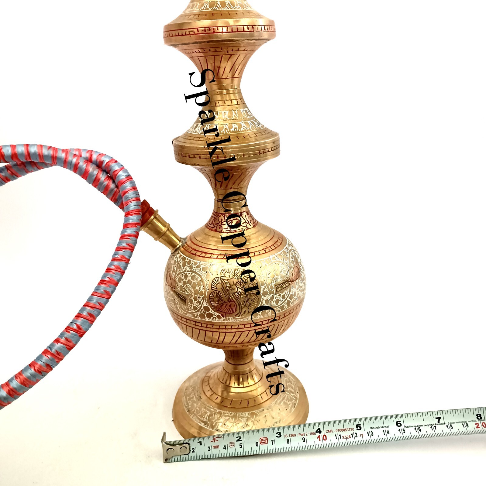 Vintage Pure Brass Shisha Antique Hand Carved Smocking Hookah, Home Decoration