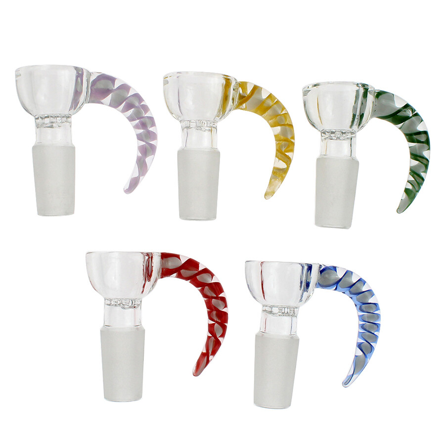 2pcs 14mm Long Horn Glass Slide Bowl Male Joint for Smoking Bong Water Pipe