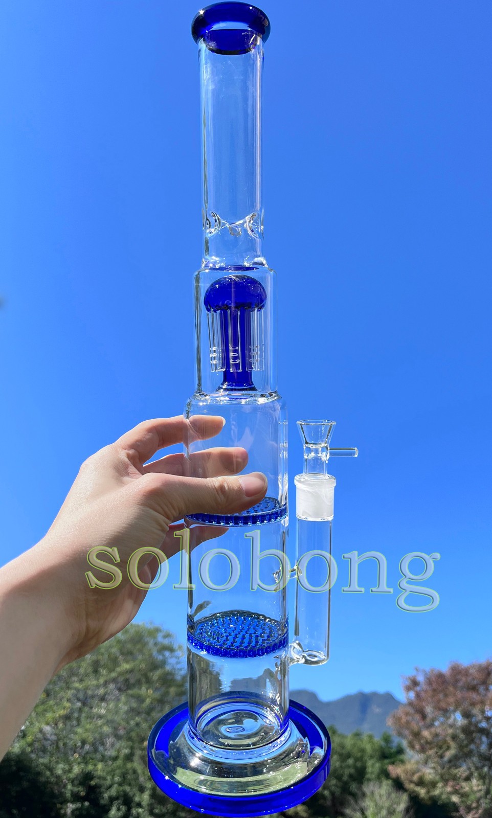 17 » Heavy Glass Bong Smoking Hookah Thick Percolate Water Pipe Beaker 14mm Bowl