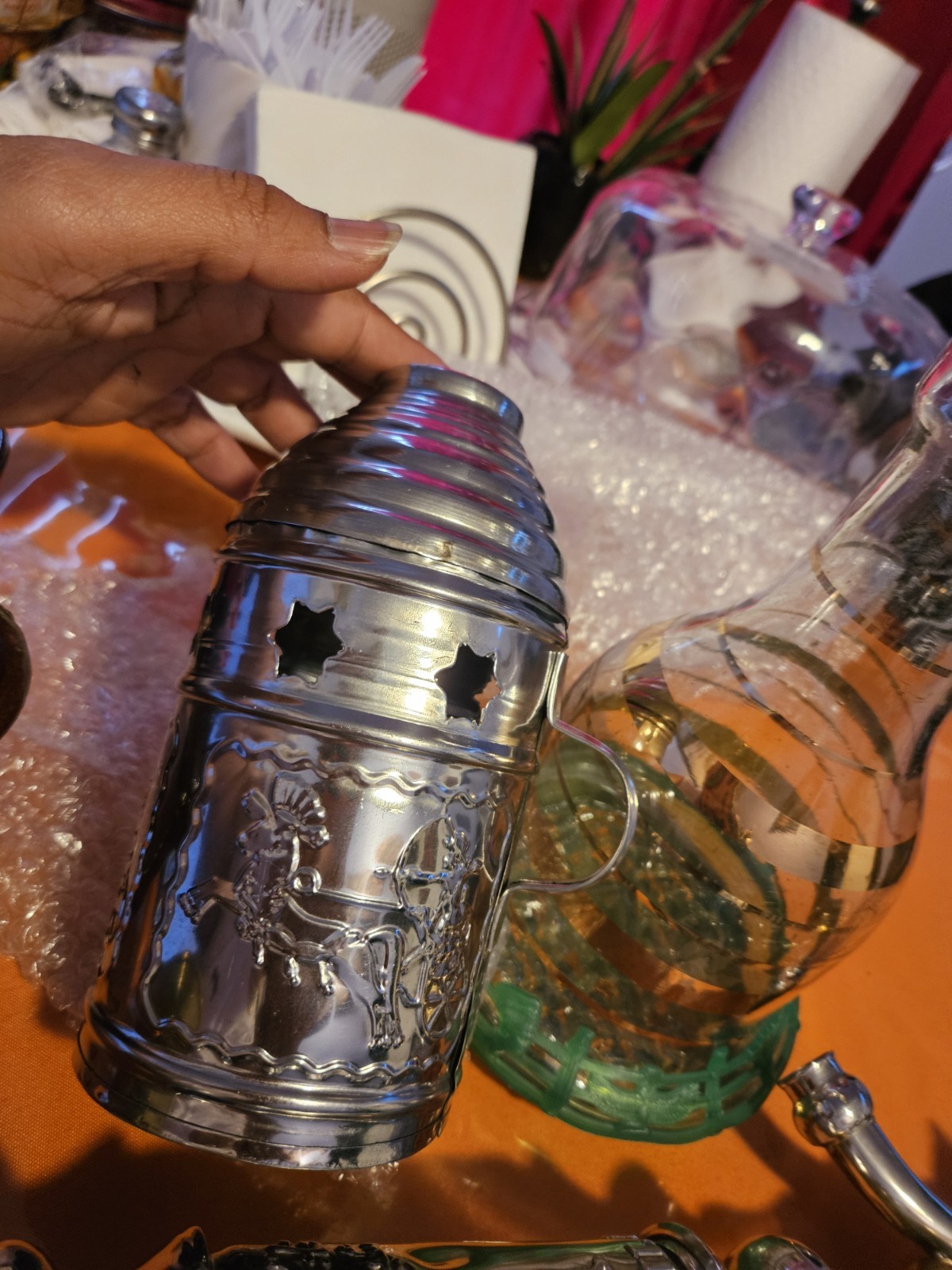 Khalil Maamoon Hookah Set w/ Carry Bag, Glass Base, Hose, Tray & Bowls