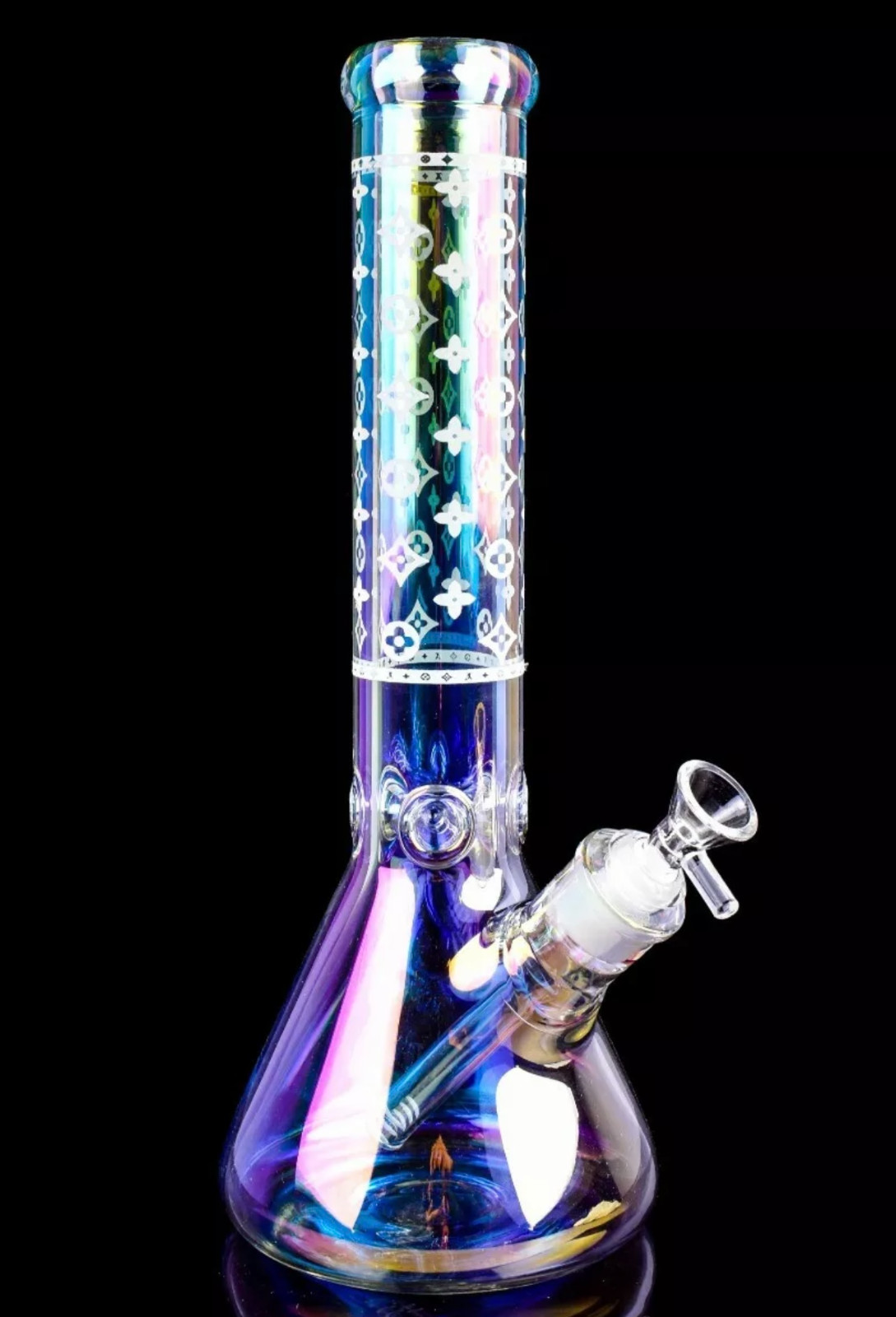 12&Prime; Inch Thick-7mm Iridescent Beaker Bong Glass Water Filter with 14mm Bowl