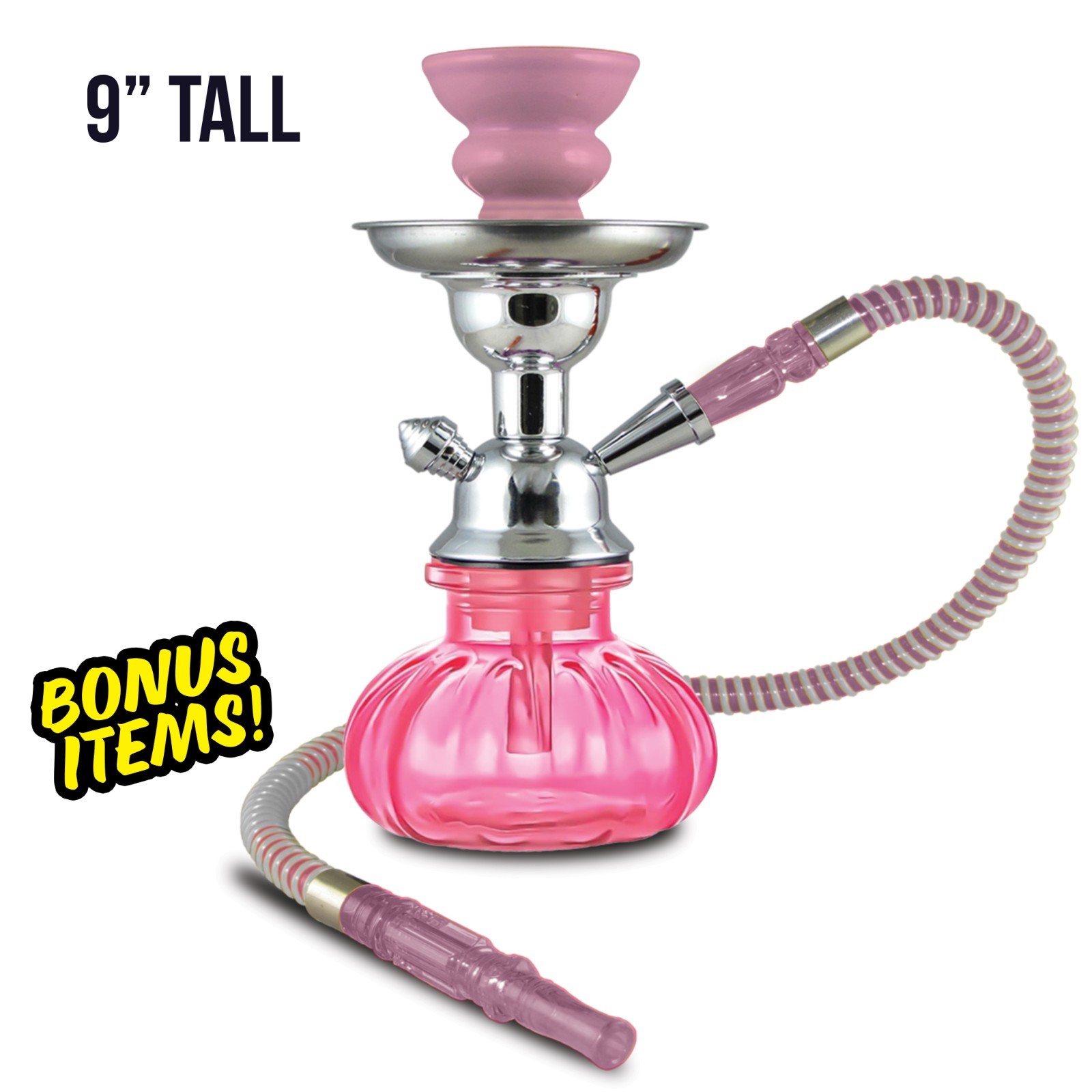 9&Prime; Pink 1 Hose Hookah Set Pumpkin Premium Hookah Shisha FAST SHIPPING