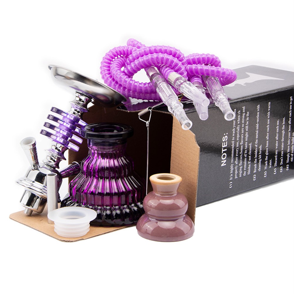 4 Layer Glass Hookah Set Shisha Double Hose Portable Bowl Smoking Kit Gift…..