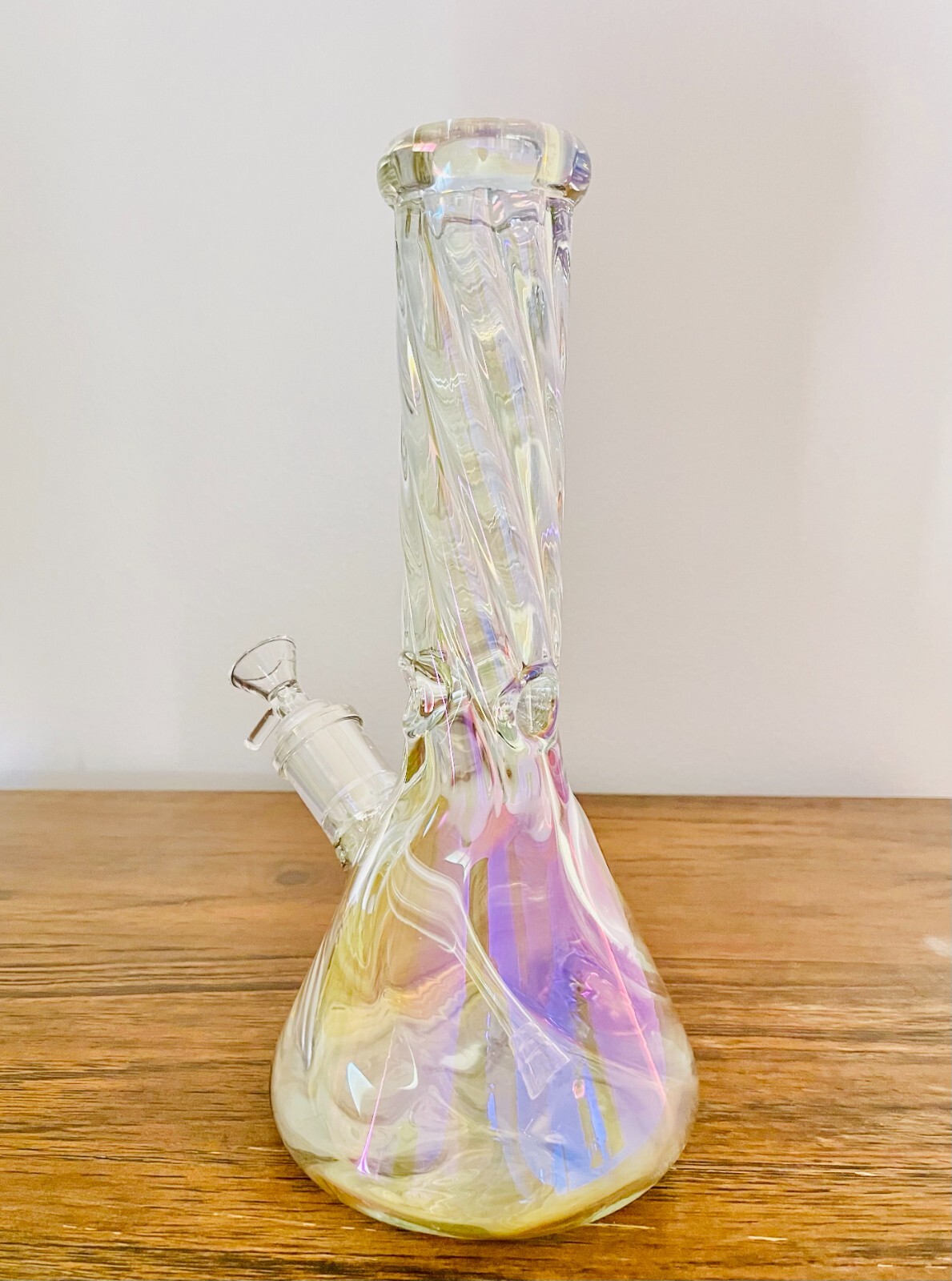 12&Prime; Thick Iridescent Beaker Heavy Glass Water Bong