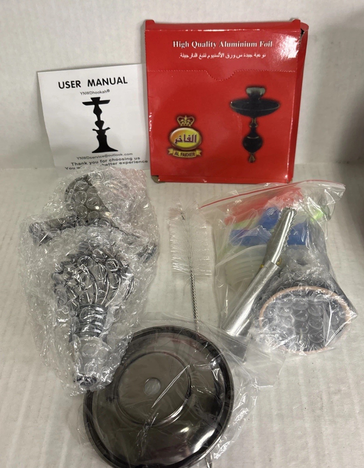 YNWD Hookah 2 Hose Glass Bowl Complete Set New In Box