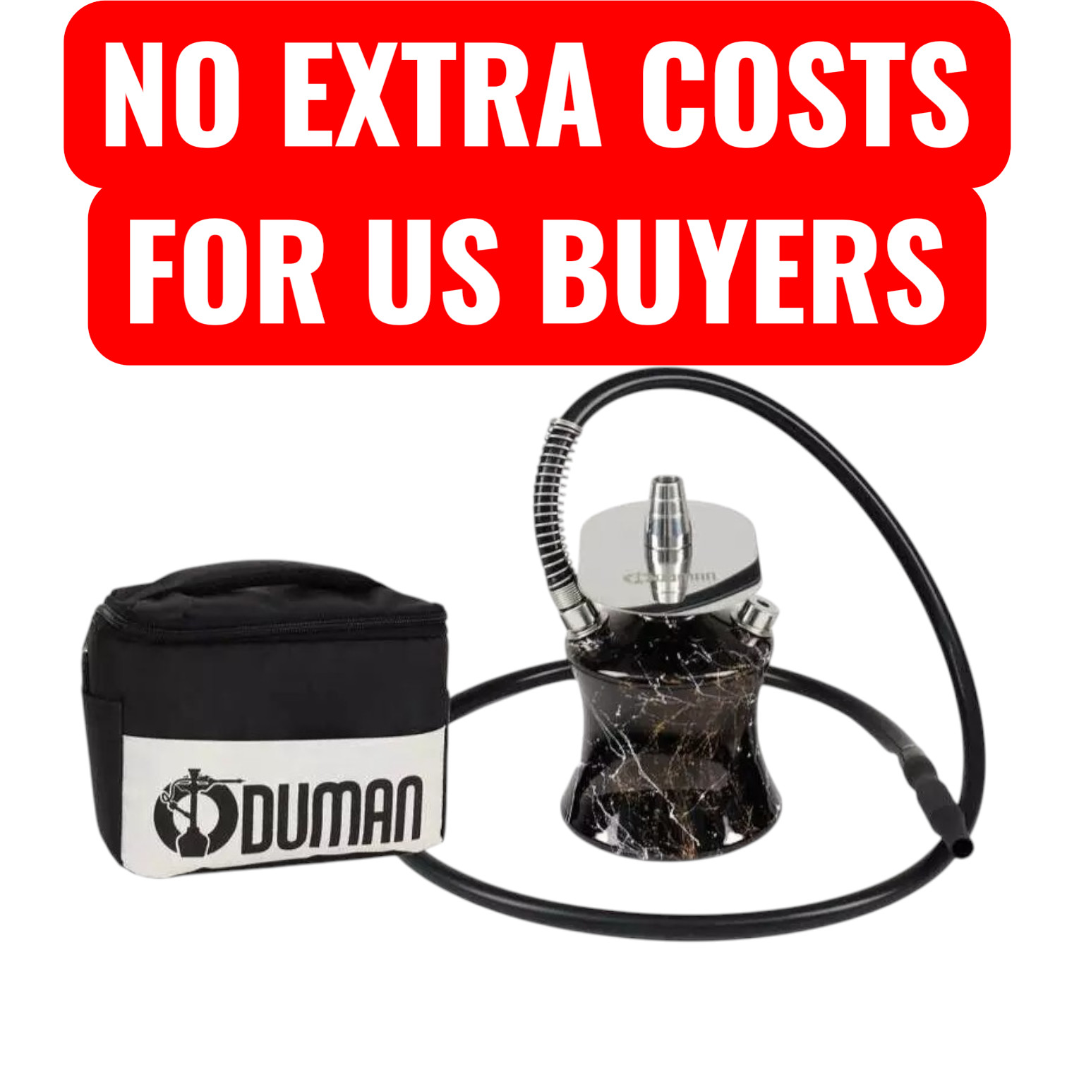 NEW Oduman N2 Travel Black Steel Shisha Hookah With TRAVEL BAG – Portable Hookah