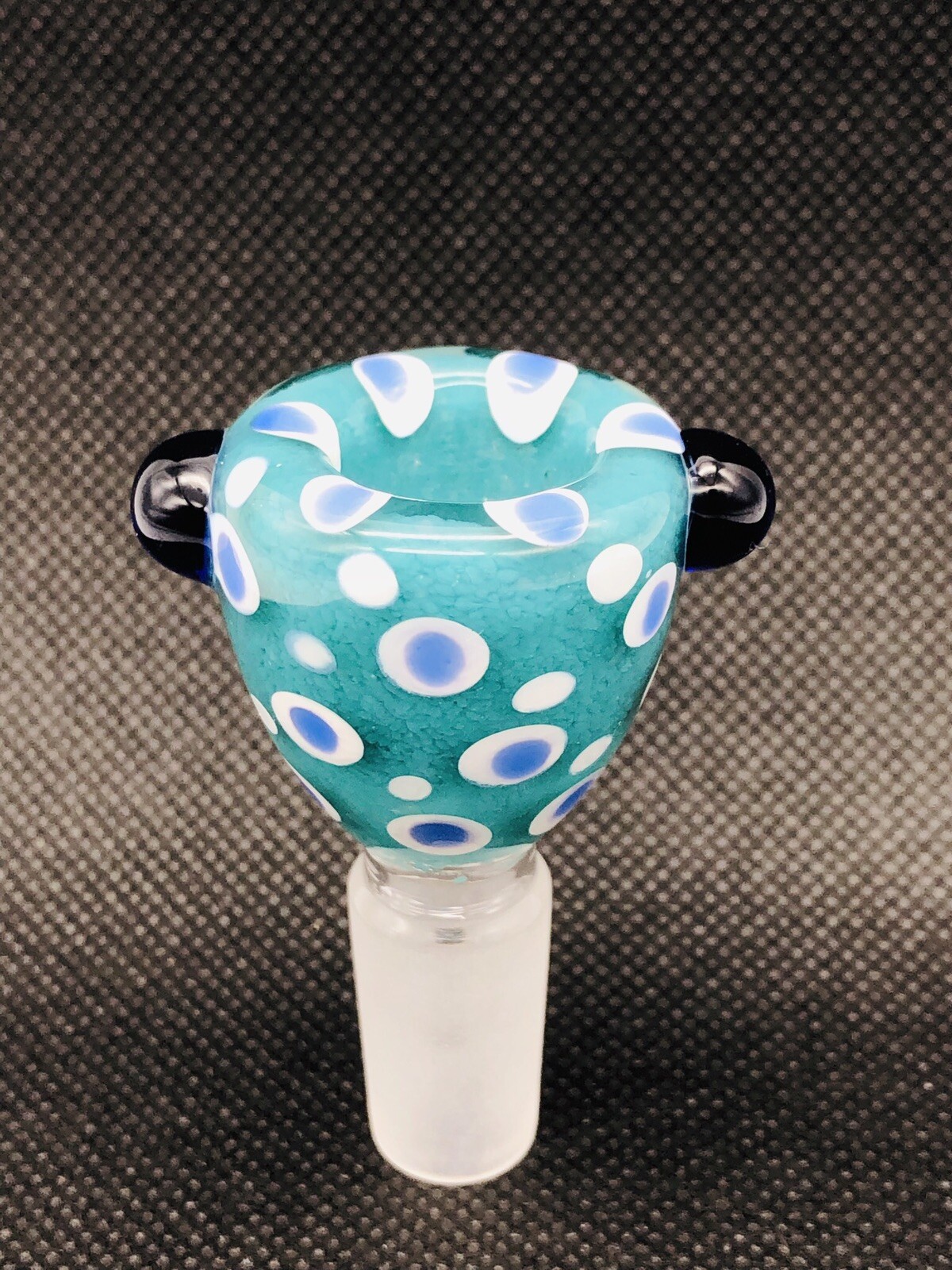 New 14mm Collectible Turquoise & Clear Premium Glass Bowl Male Joint Art USA