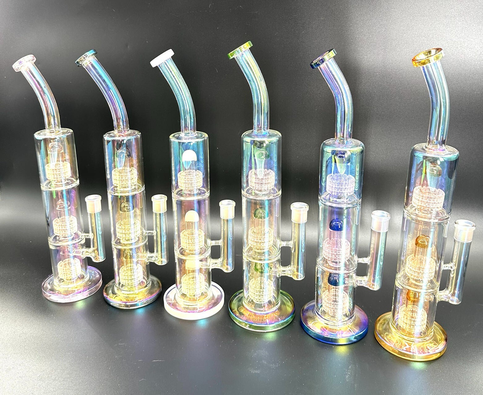 16in Heavy Thick Glass Bong Water Pipe Hookah Bongs with Skull catcher Black