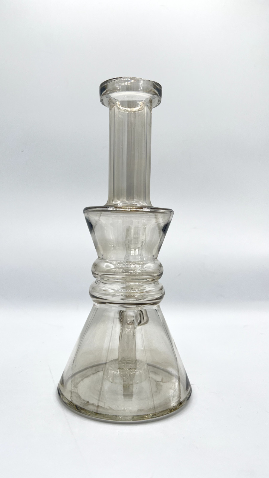 8&Prime; Thick Glass Beaker Bong Silicone Bubbler Hand Pipe Grey Chrome Hand Made