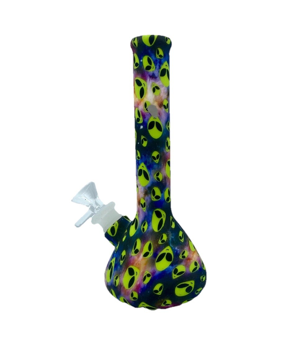Silicone Water Pipe – 8&Prime; Portable Alien Design with Glass Bowl –Tobacco Use Only