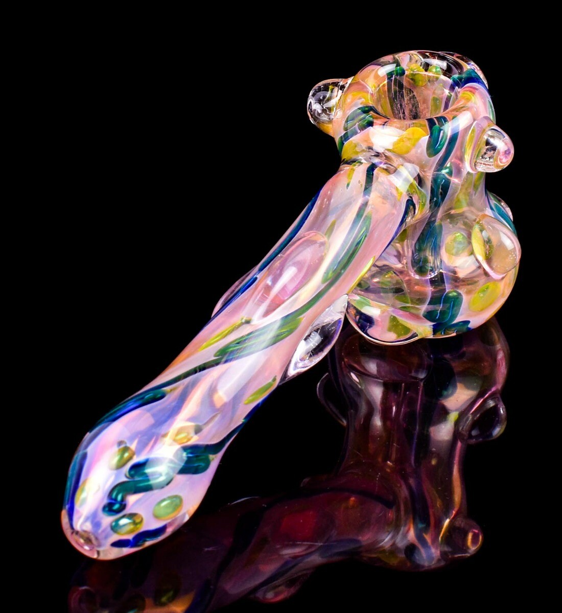 6&Prime; Golden Fumed Hammer Bubbler Marbled Glass Water Pipe Bong 24KT Gold *USA*