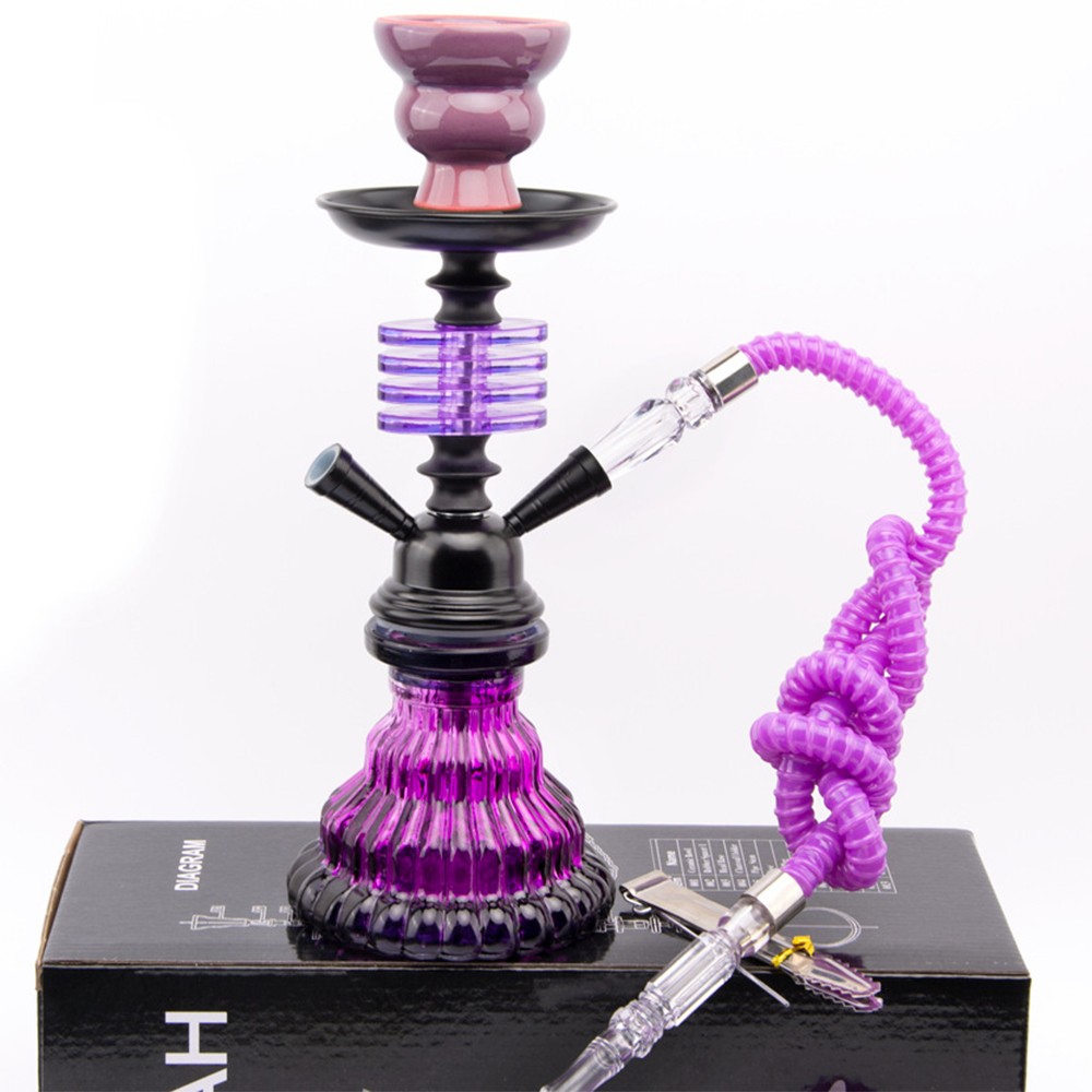 4 Layer Glass Hookah Set Shisha Double Hose Portable Bowl Smoking Kit Gift…..