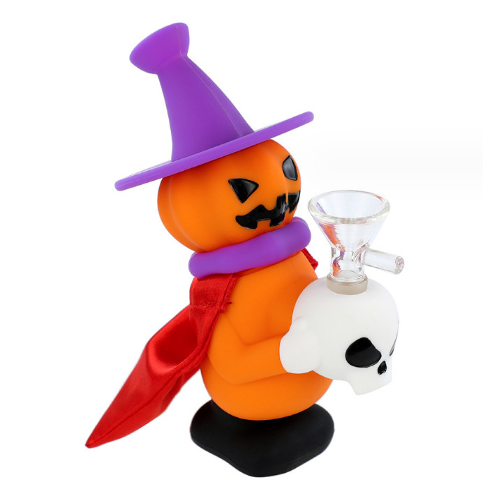 7 » Silicone Halloween Style Jack O&rsquo;Lantern Witch Water Pipe Mini Bong Hand Pipe
