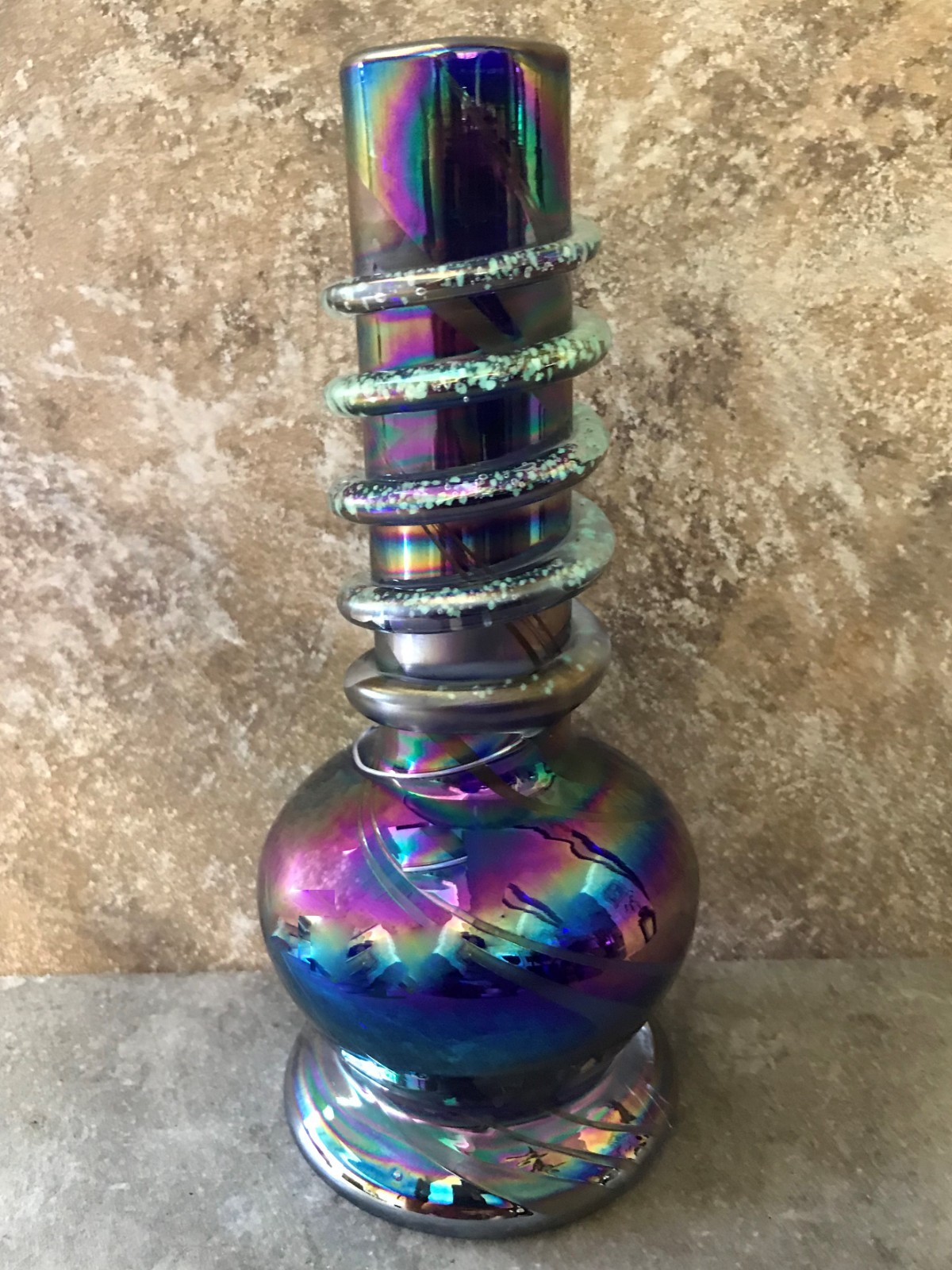 8&Prime; Soft Glass Bong, Glow in the Dark + Blue Diamond Bowl