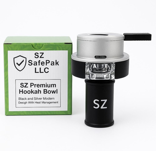 SZ Premium Hookah Bowl with Heat Management System, Glass & Aluminum Hookah Head