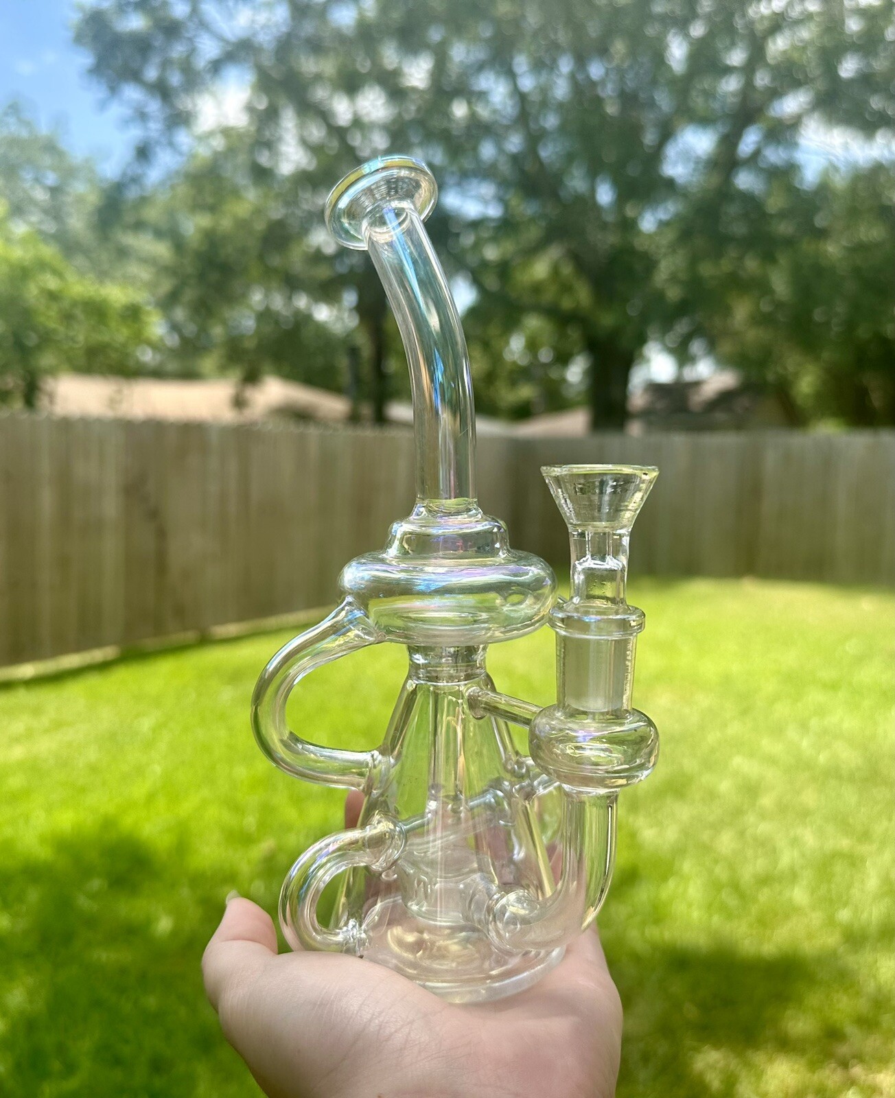 Iridescent tobacco water recycler bong