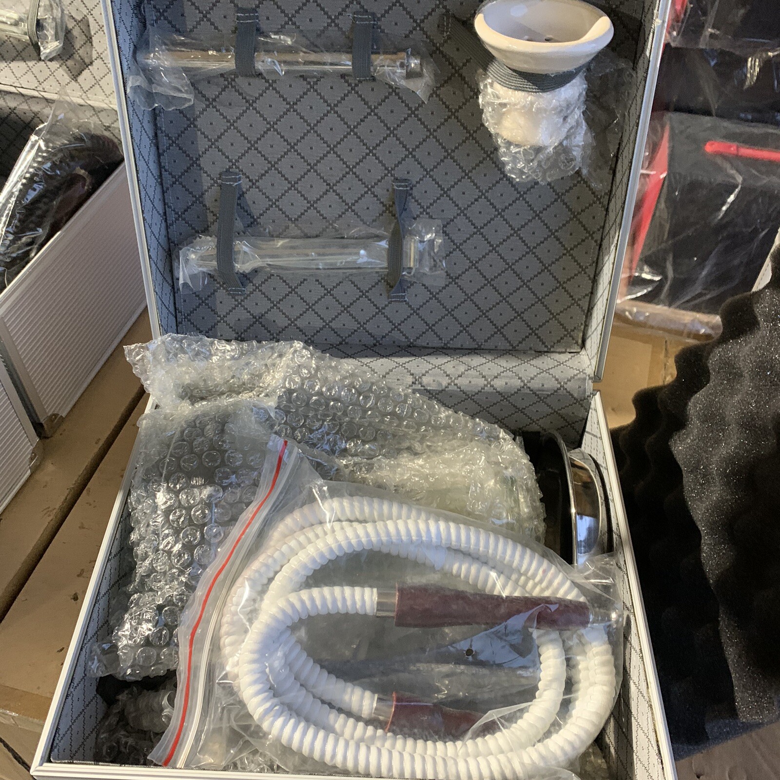 INHALE 21’’ HEAVY DUTY SOLID BRASS HOOKAH IN A SUITCASE *PALMS/CAMEL CLEAR *