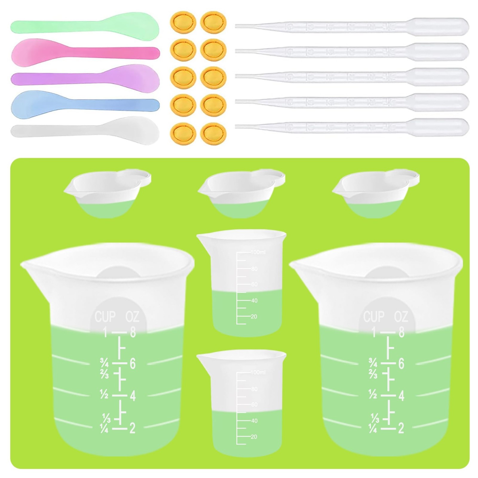 Silicone Measuring Cups for Resin Supplies,Resin Kit for 250ml &100ml Non-Sti…