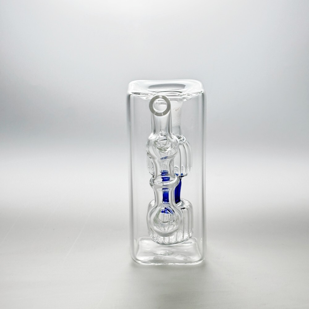 4&Prime; Glass Bong Double Filter Perc Smoking Water Pipe Hookah Bubbler W/Bowl