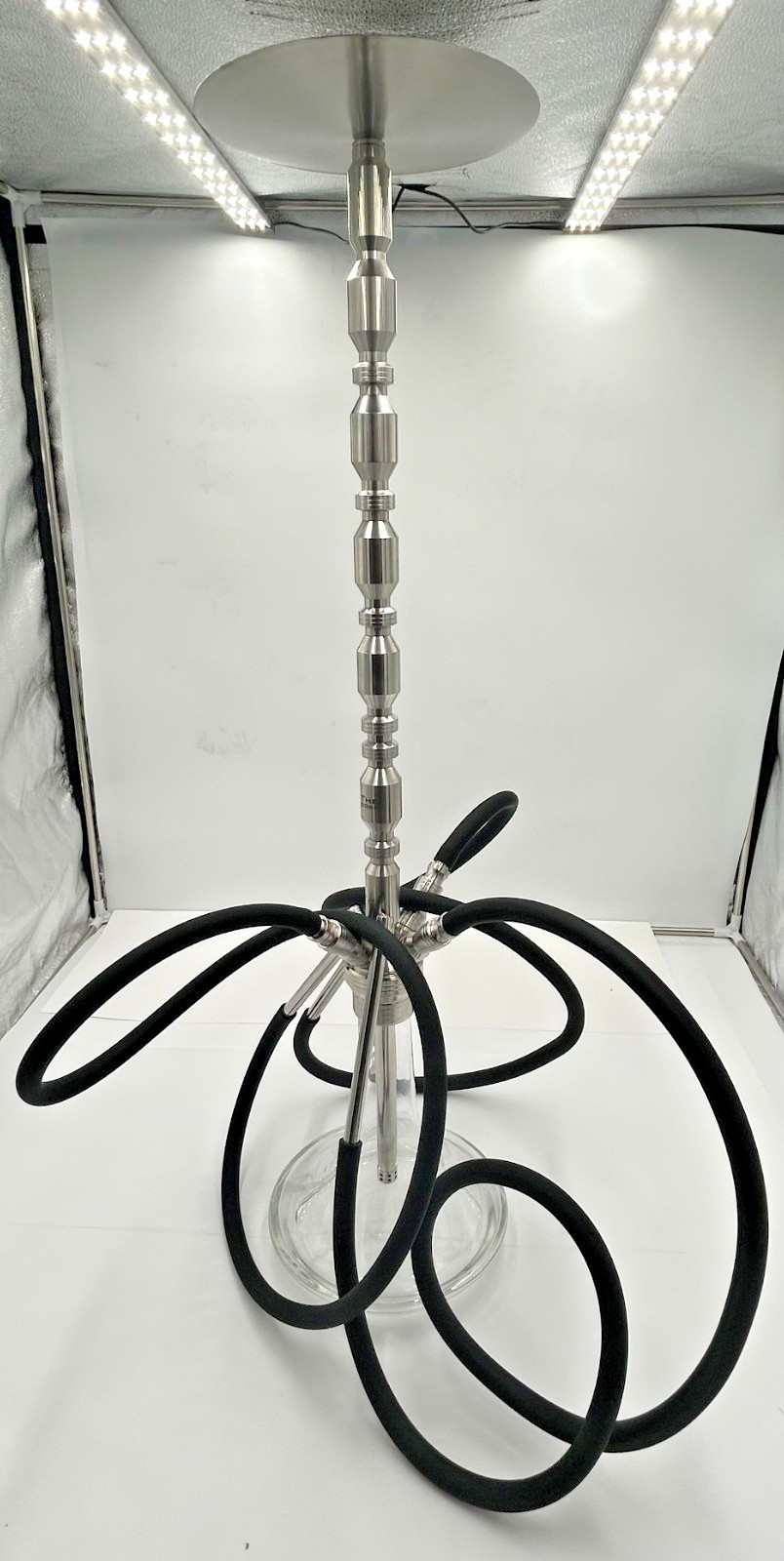 Hookah Shisha Heavy Duty Stainless Steel Complete, shared three hose 40&Prime; tall