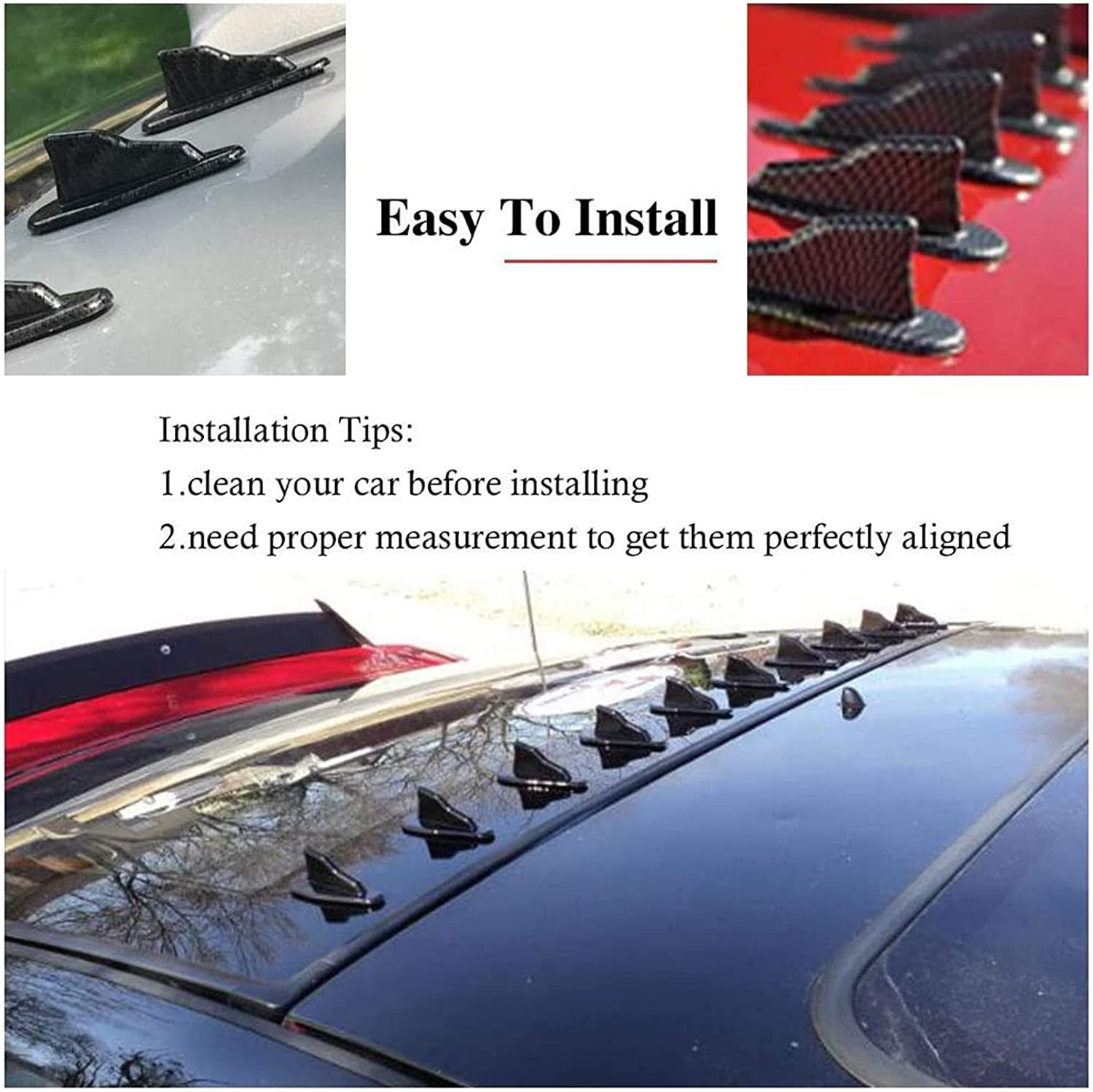 10Pcs/Set Diffuser Shark Fin Kit Compatible with Spoiler Roof Wing Air Vortex Ge