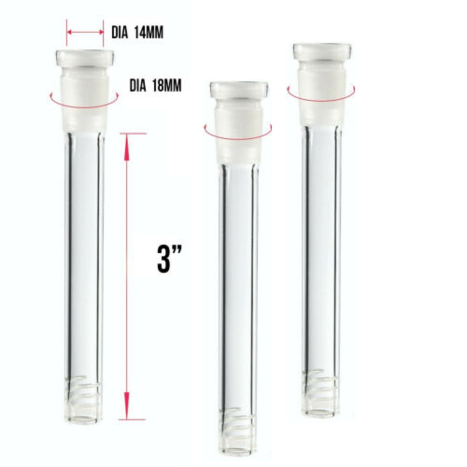Downstem For Bong 3x 3&Prime; Inch Hookah Water Pipe Glass Downstem 14mm male bowl