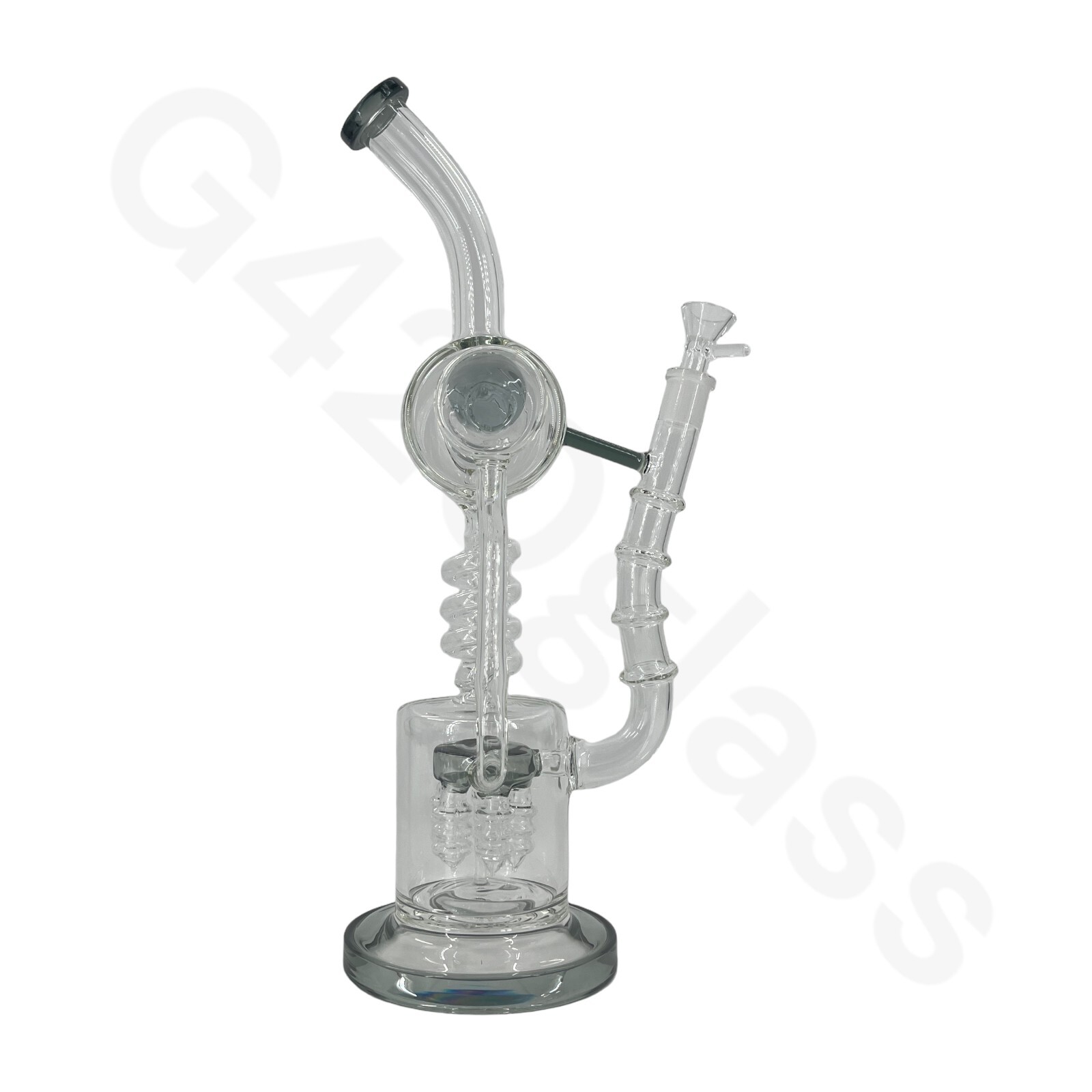 🔥 18 Inch Lookah Glass Twisted Recycler with Multiple Chamber Pipe Hookah Bong