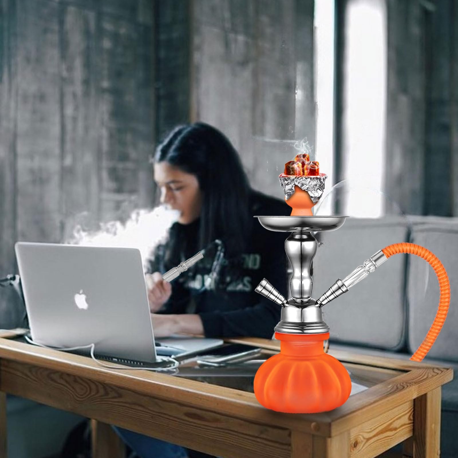2 Hose Hookah Set 11 » Small Shisha Hookah Set With Mini Pumpkin Glass Vase, …
