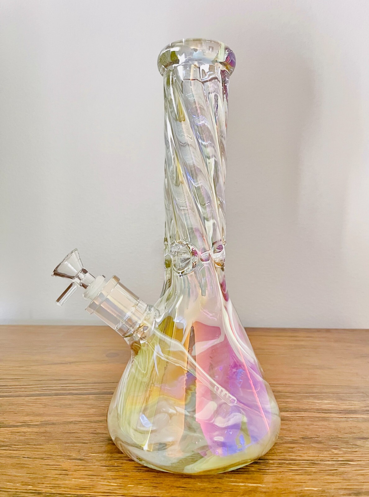 12&Prime; Thick Iridescent Beaker Heavy Glass Water Bong