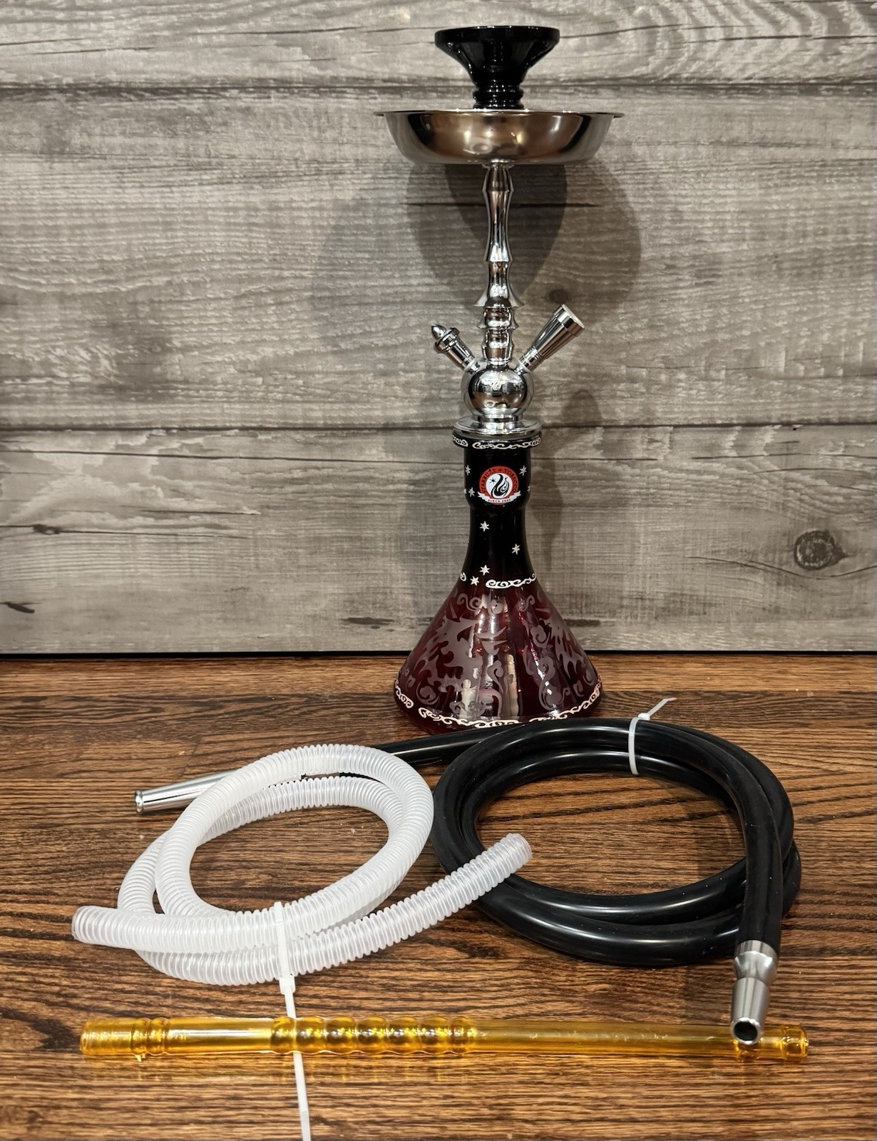 Starbuzz Unicus 17” Hookah Shisha Water Pipe 1 Hose Complete Set Glass Base Red
