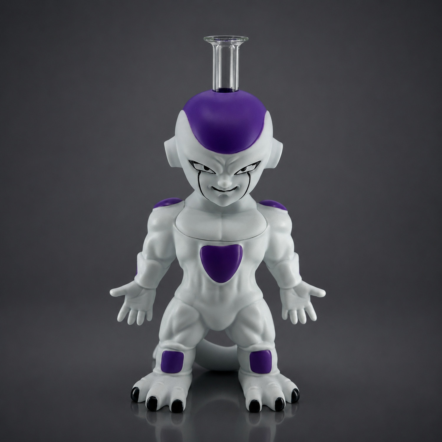 9&Prime; White Purple Alien Overlord Silicone Bong Water Pipe Collectible 14mm Bowl