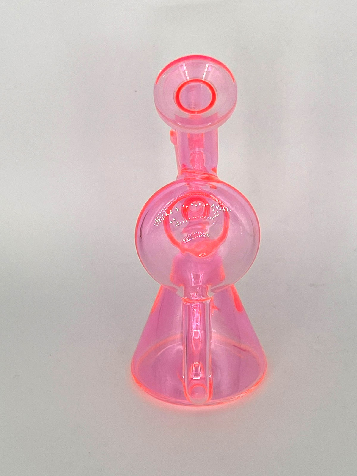 6&Prime; INLINE PERC RECYCLER BONG RIG 14MM BOWL* HOOKAH * NEON PINK *2 FREE GIFTS 💗