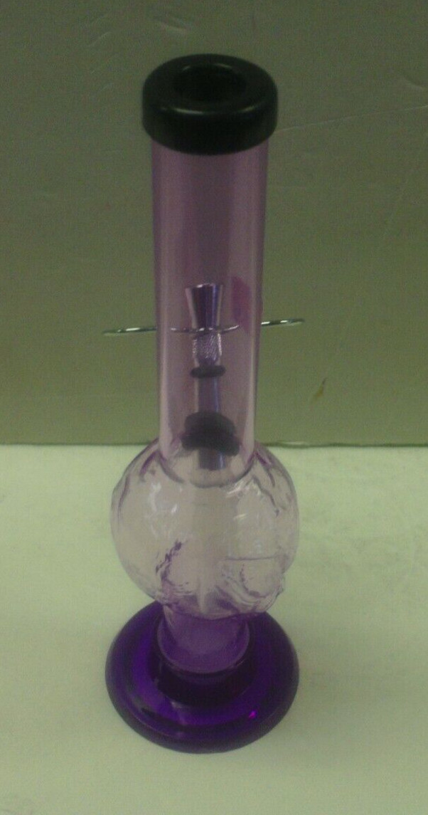8&Prime; ACRYLIC PLASTIC ALIEN HEAD BUBBLE HOOKAH WATER PIPE BONG PULL CARB LAVEND 1&Prime;M