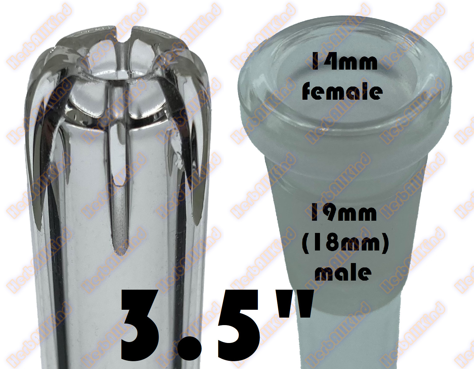 3.5&Prime; 19mm ( 18mm ) to 14mm Vertical Cut Perc Glass Downstem Low Profile
