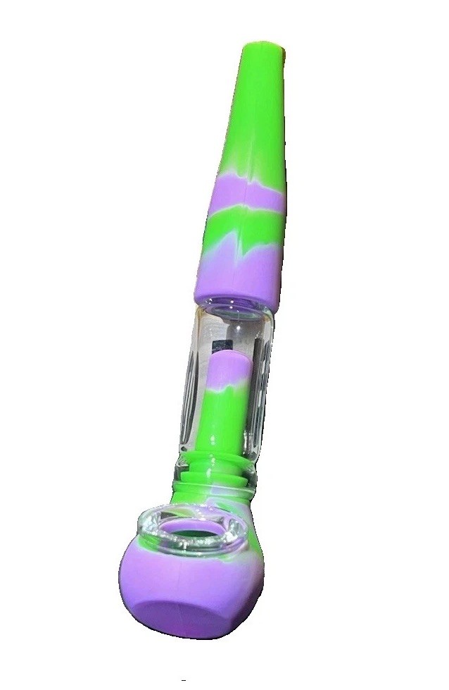 Silicone Glass Sherlock Bubbler Water Pipe Smoking Tobacco Hand Bong Hookah