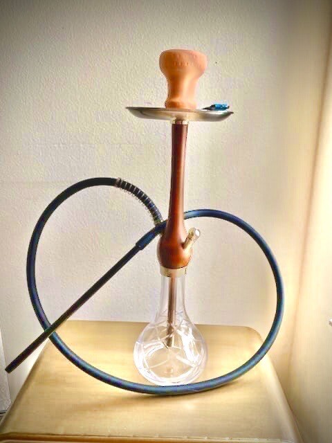 NABU Wood & Stainless Steel Hookah Soft Smoke Shisha Mate Glass Water Pipe 26”