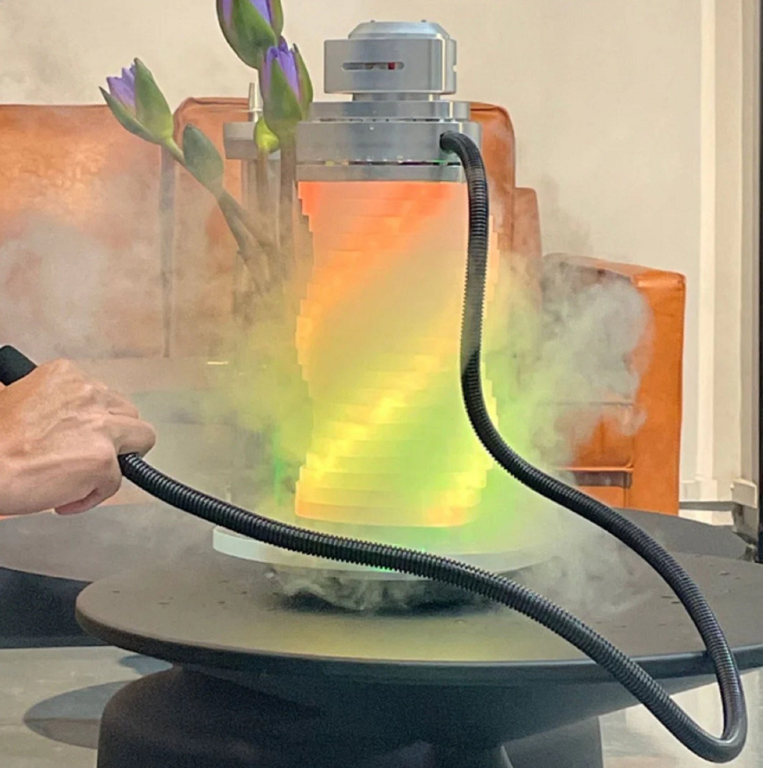 Rotating LED Hookah Set – Twisted Acrylic Shisha with RGB Light