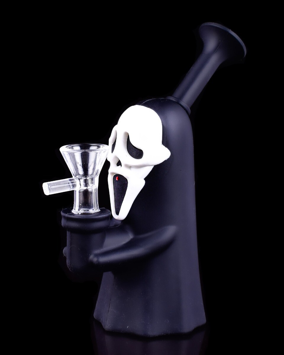 GRIM RIPPER Bong Hybrid Silicone BONG Glass Water Pipe COOL Hookah BLACK *USA*