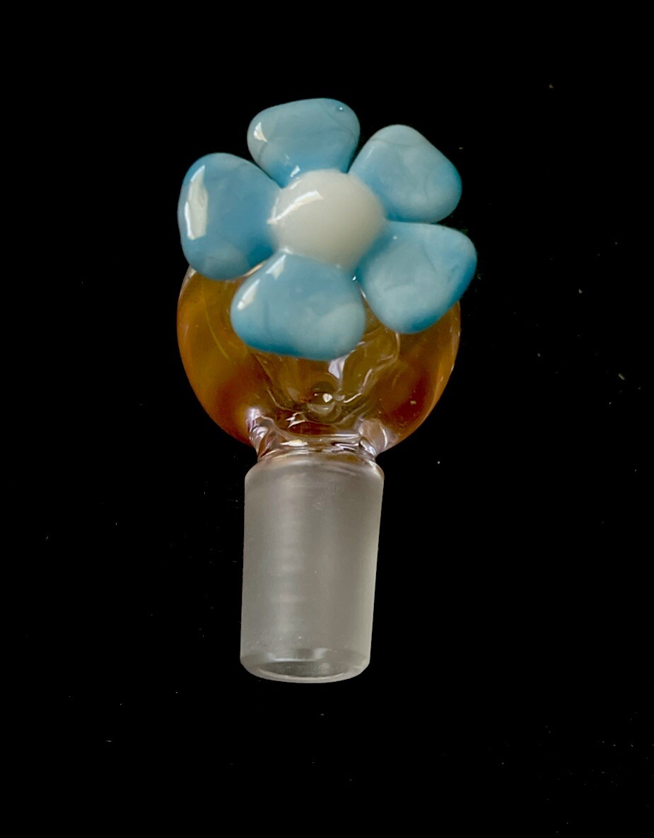 14MM Pink Thick Quality Glass FLOWER Double Thick Bowl Pipe Blue Made USA